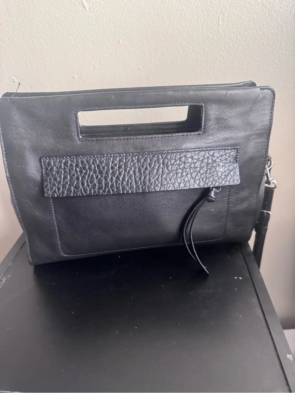 Vintage Coach Legacy Bleecker Basket Pocketbook Clutch Pebbled Leather Black